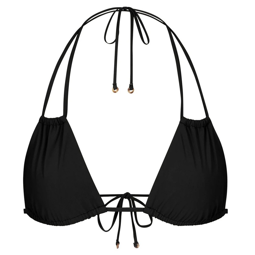Anemos Womens Jane Black Beach Minimalist Luxury Triangle Bikini Swim Top Size M